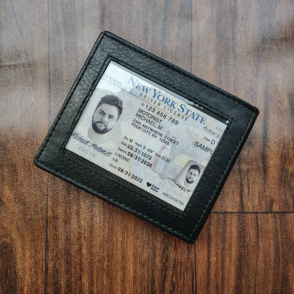 Men's slim wallet, leather wallet, leather bifold wallet, leather money clip